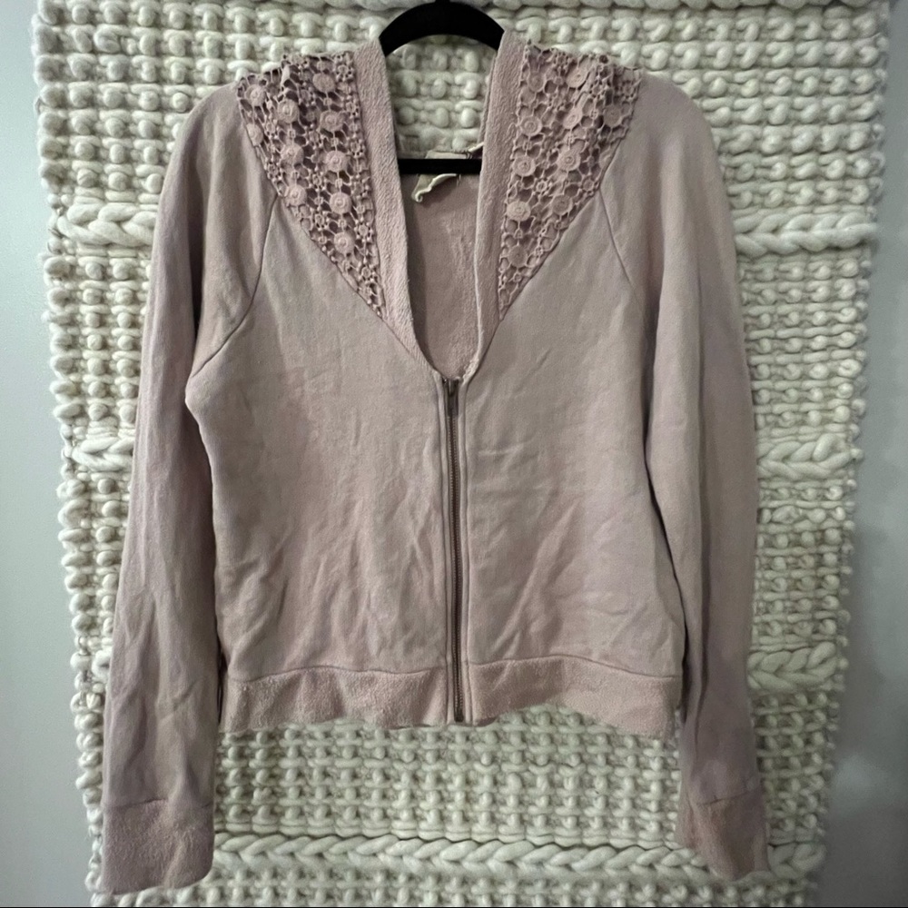 ANTHROPOLOGIE Black Sheep Zip-Up Cropped Hoodie